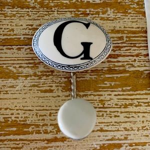 Ceramic Monogram Hook: G